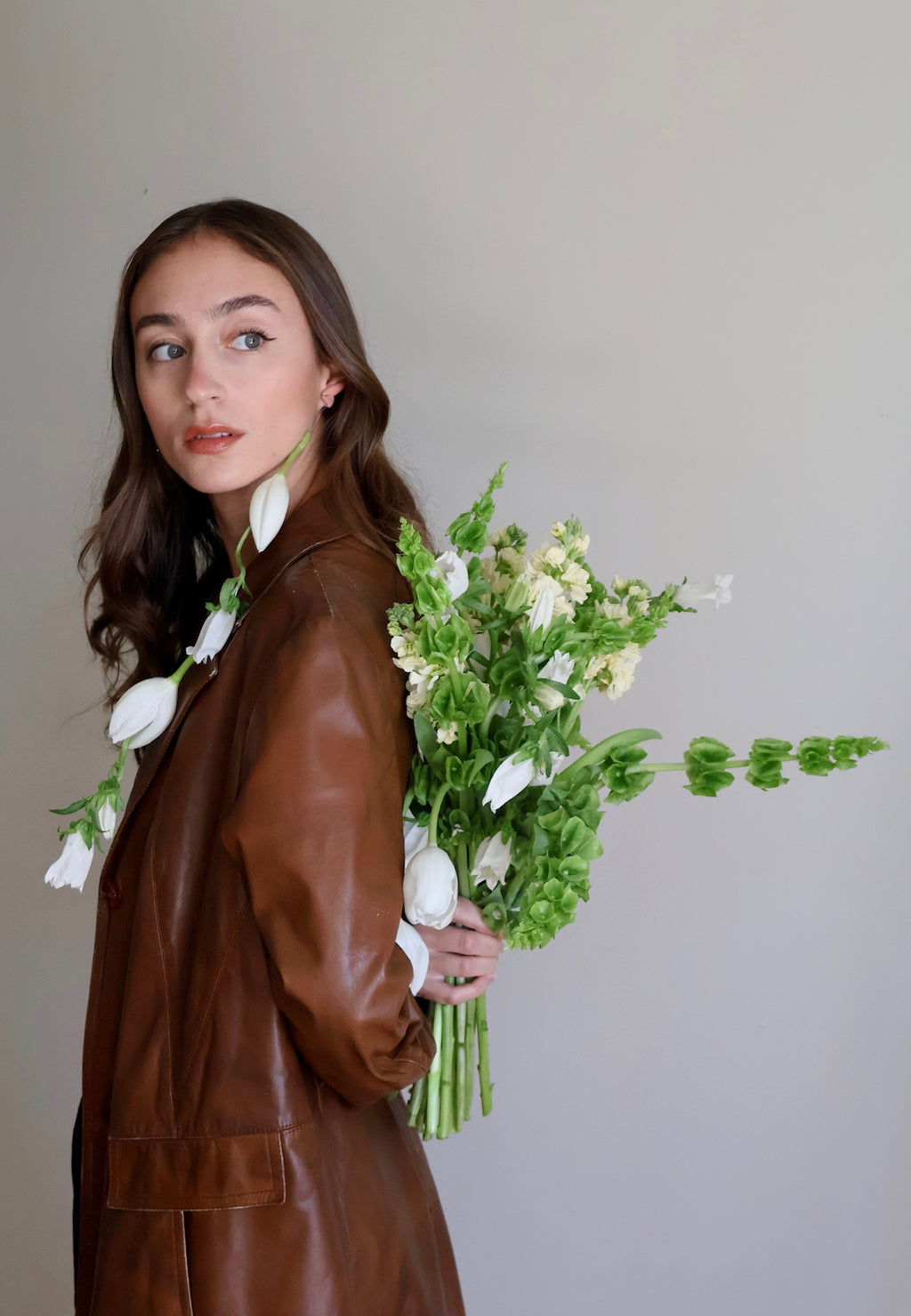 Vintage Brown Leather Trench