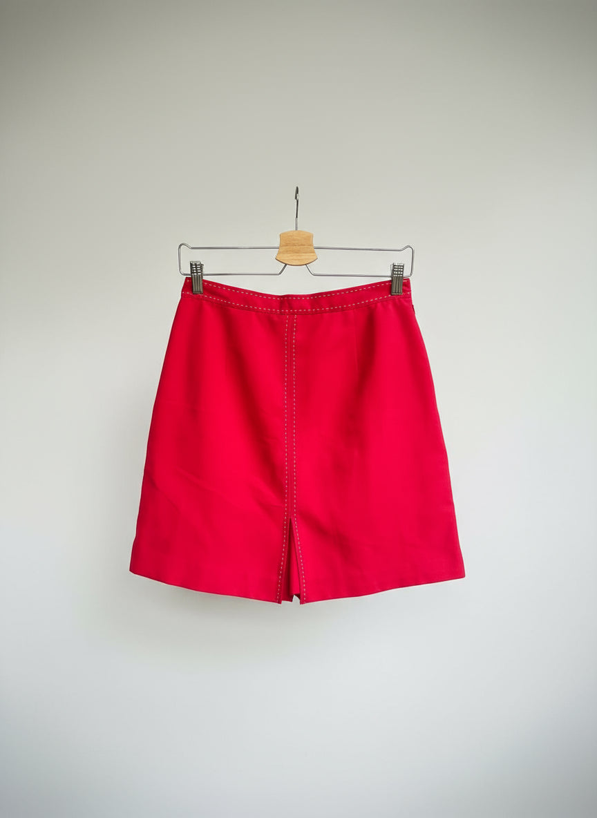 Red Skort with White Stitching Details