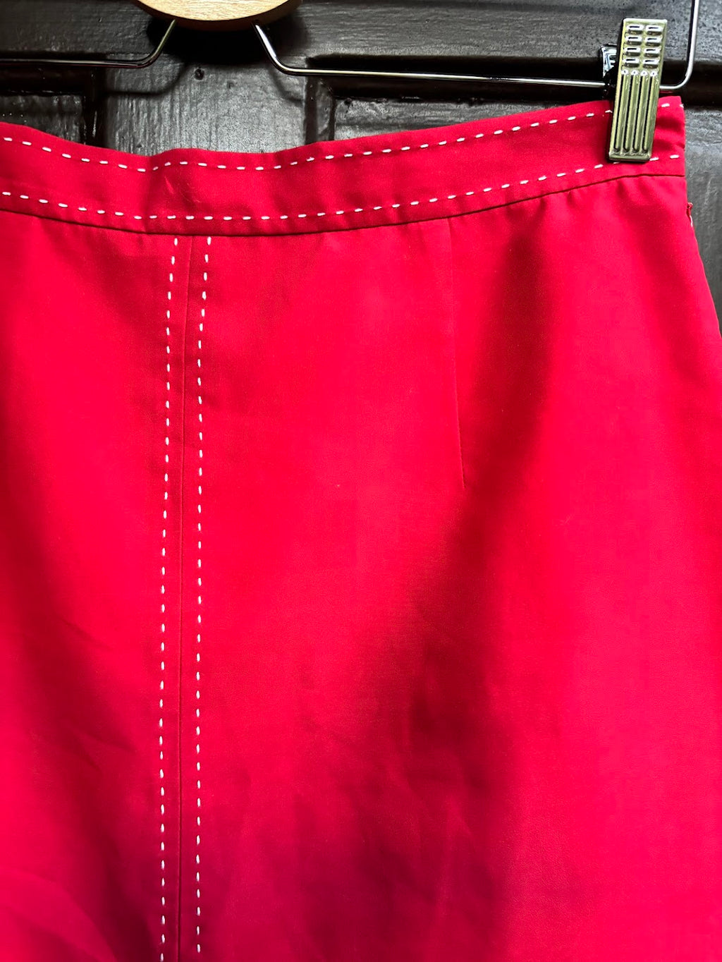 Red Skort with White Stitching Details
