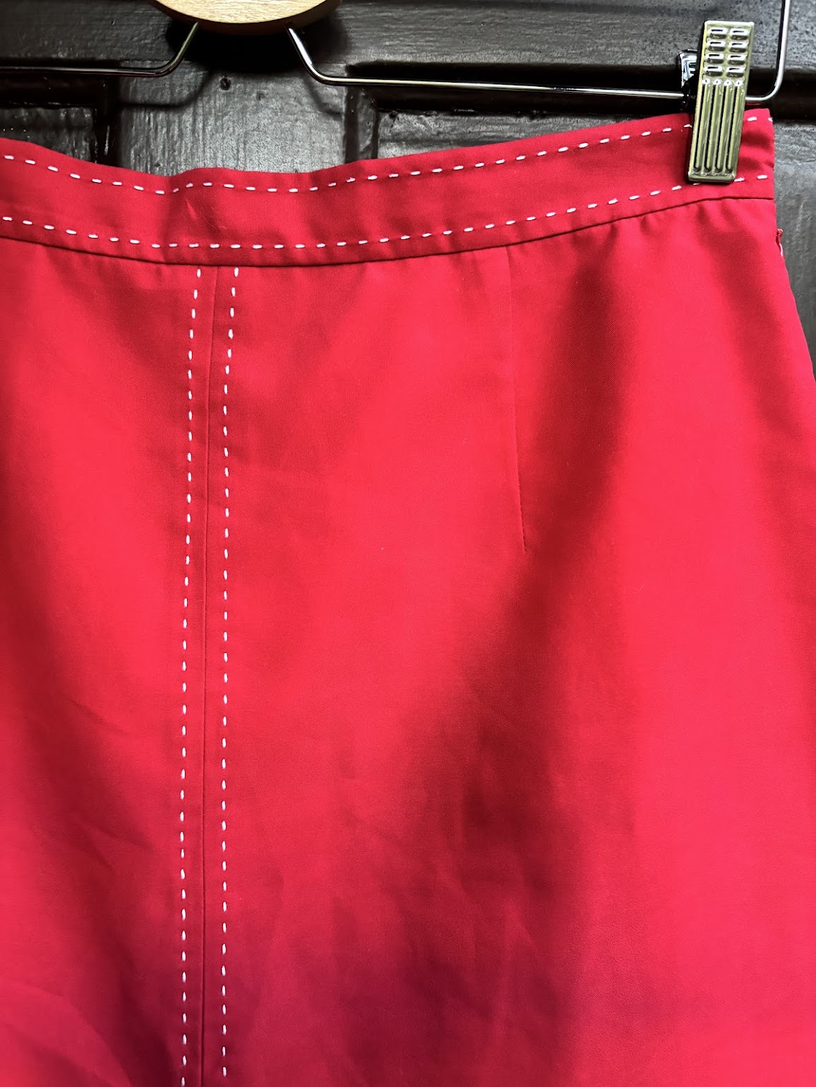 Red Skort with White Stitching Details