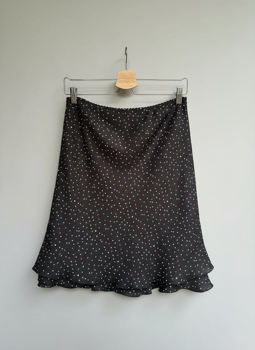 Polka Dot Skirt with Ruffle Hem
