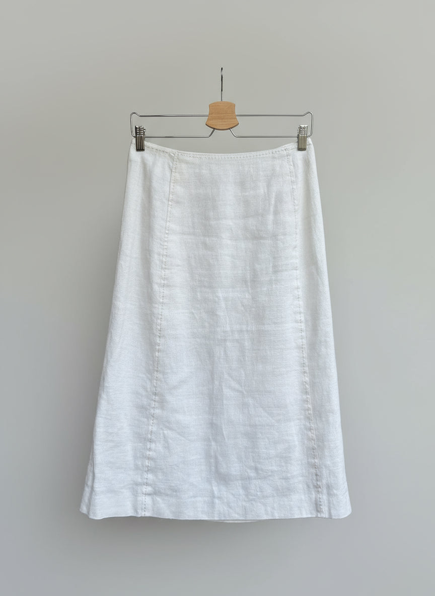 White Linen Midi Skirt