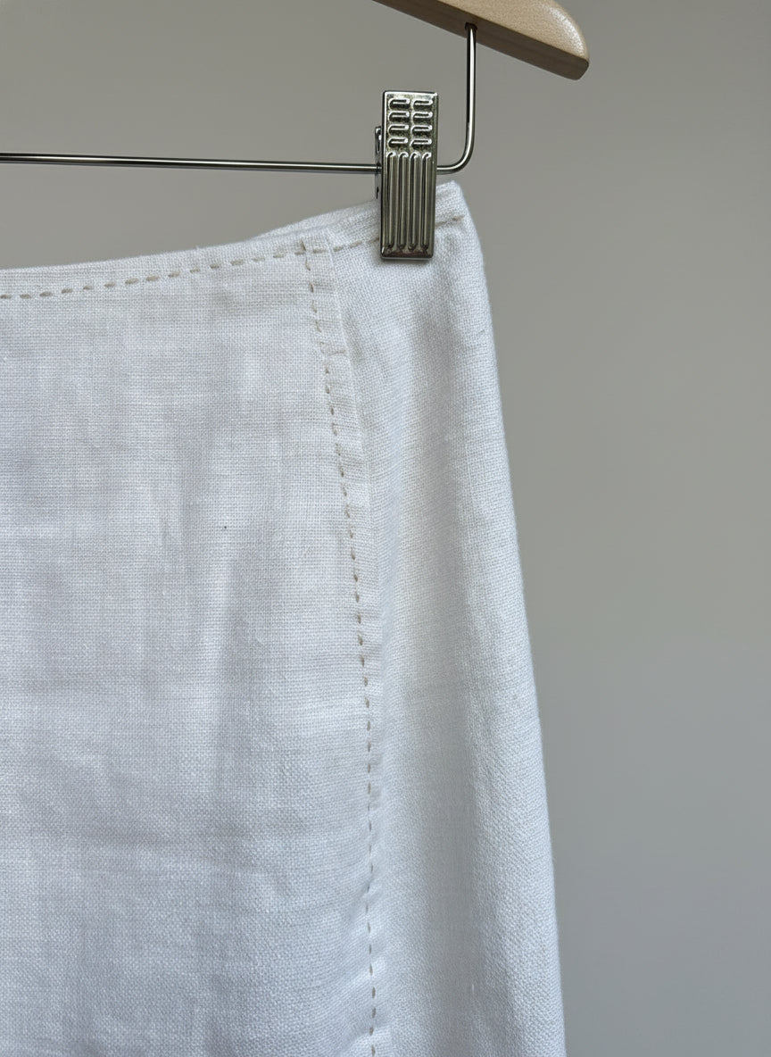 White Linen Midi Skirt
