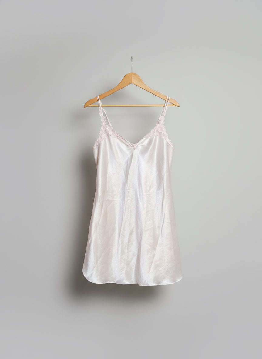 Sweet Pink Slip Dress with Embroidered Straps