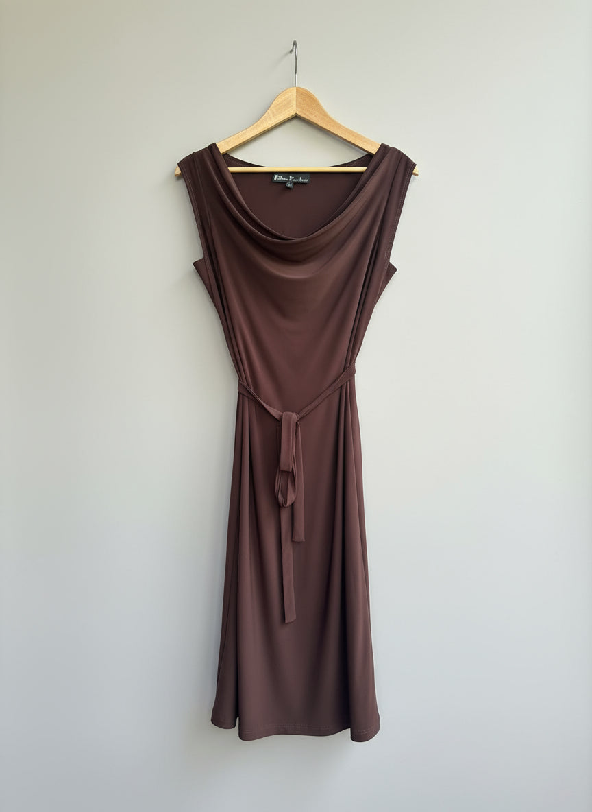 Chocolate Brown Tie Dress