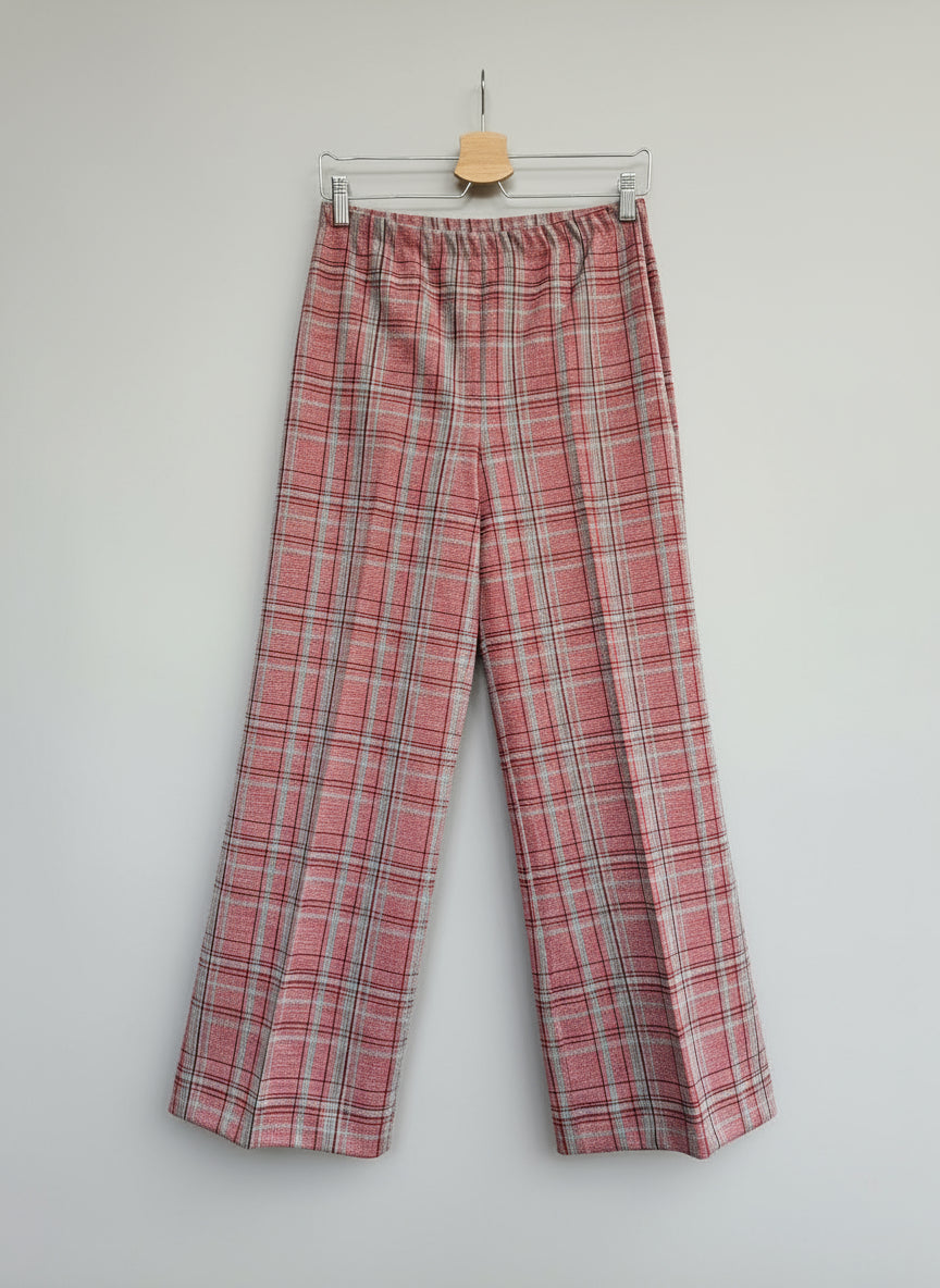 Vintage Plaid Wide Leg Trousers