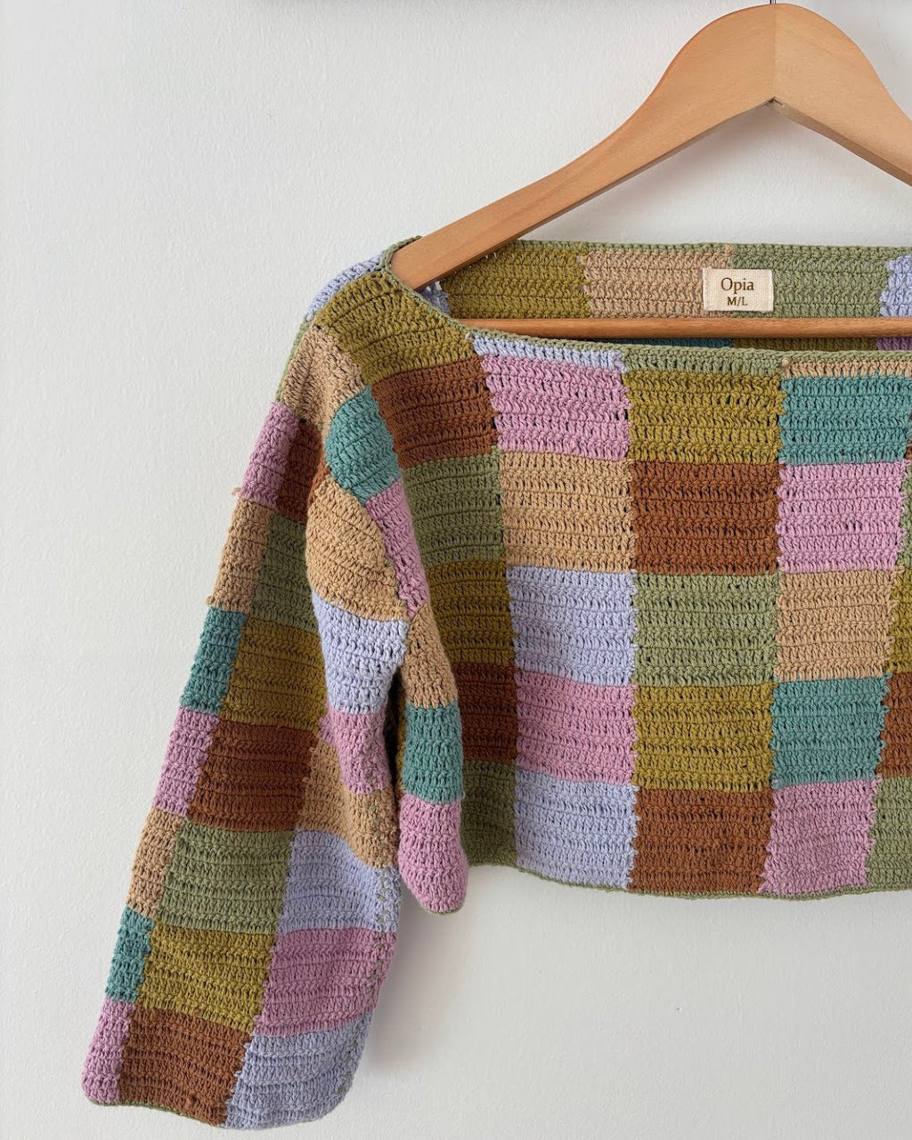 Checkered Cropped Knit in Earth Tones