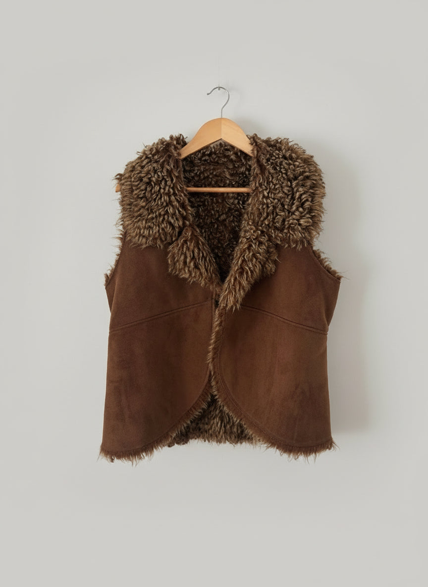 Teddy Fur Vest in Chocolate Brown