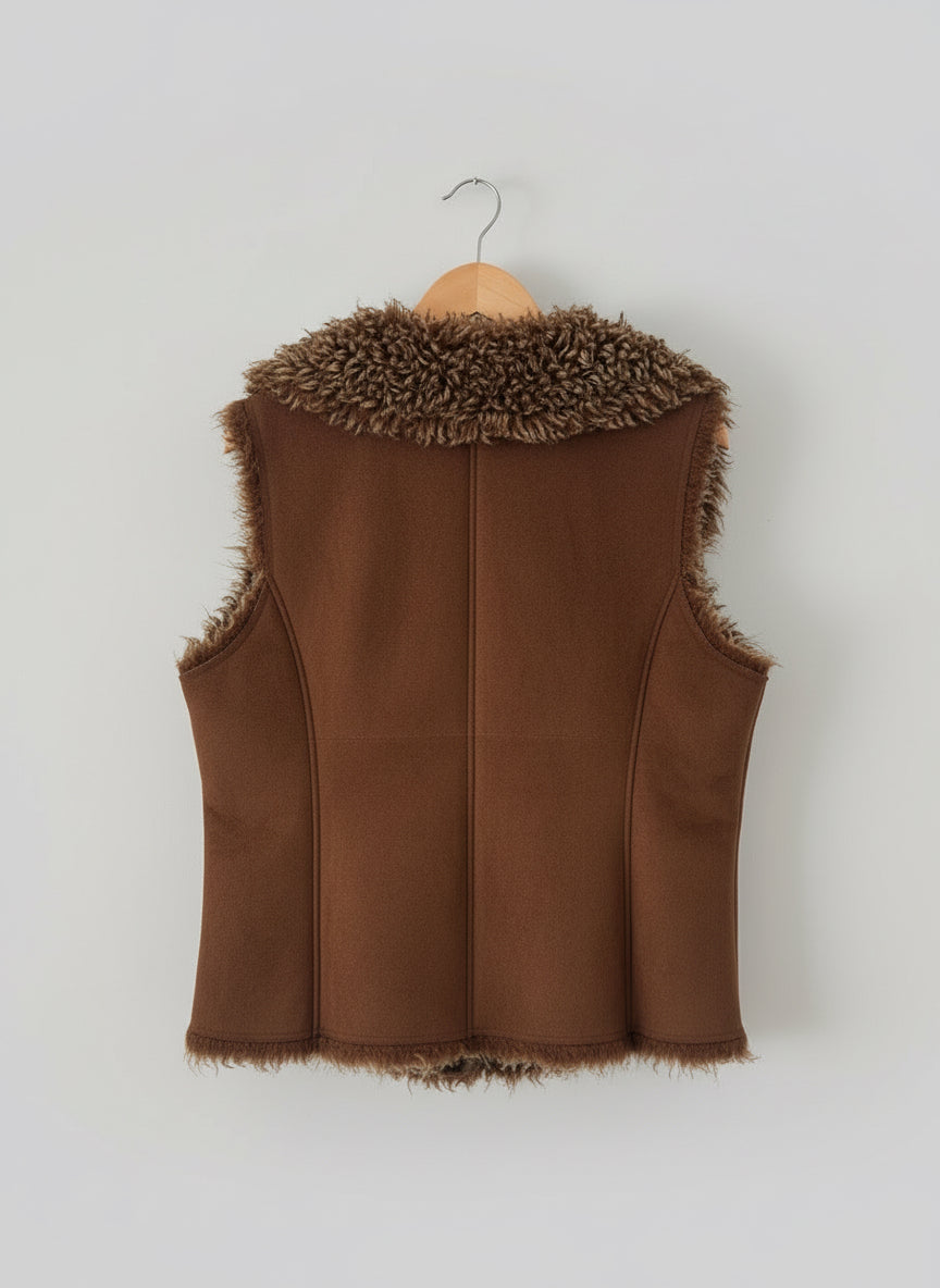 Teddy Fur Vest in Chocolate Brown